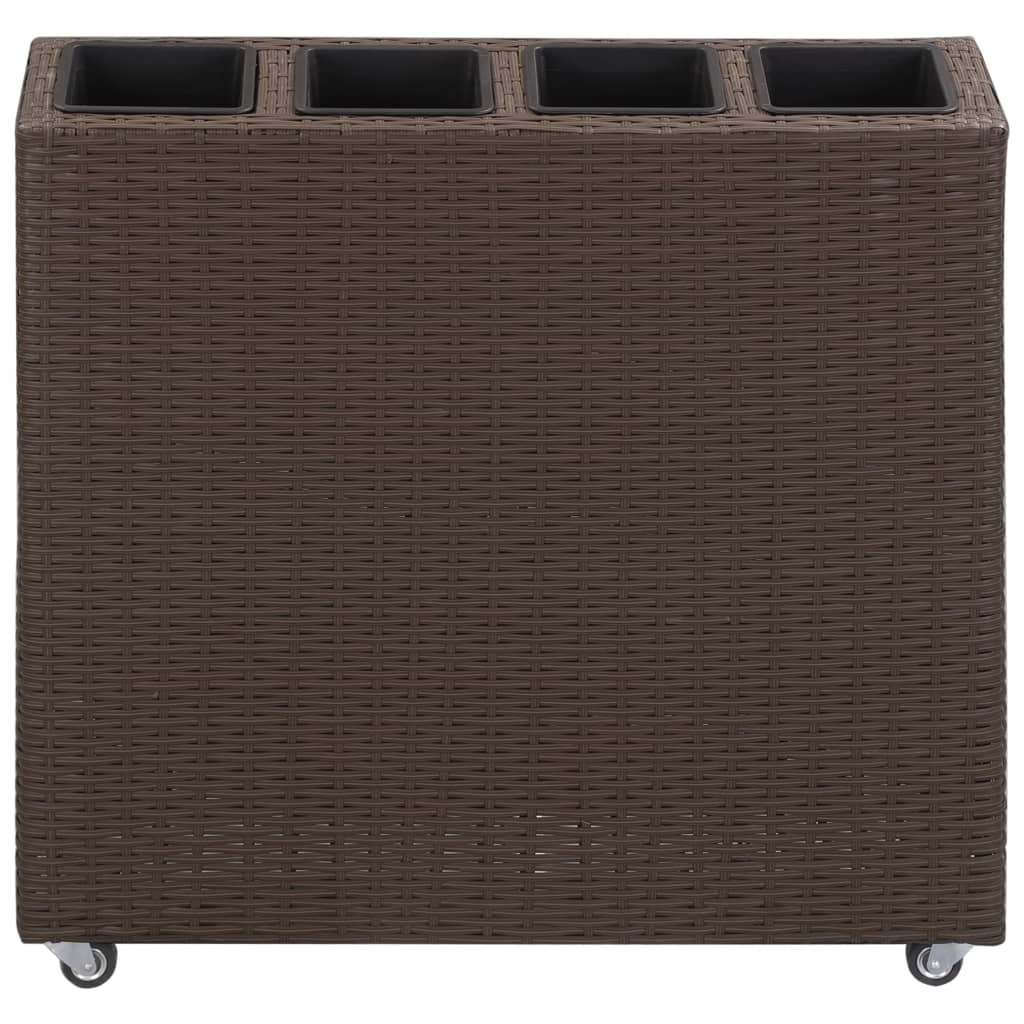 Vaso Rialzato con 4 Vasi 80x22x79 cm in Polyrattan Marrone