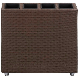 Vaso Rialzato con 4 Vasi 80x22x79 cm in Polyrattan Marrone