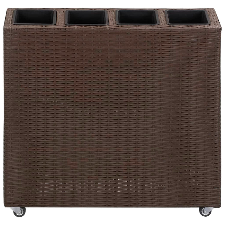 Vaso Rialzato con 4 Vasi 80x22x79 cm in Polyrattan Marrone