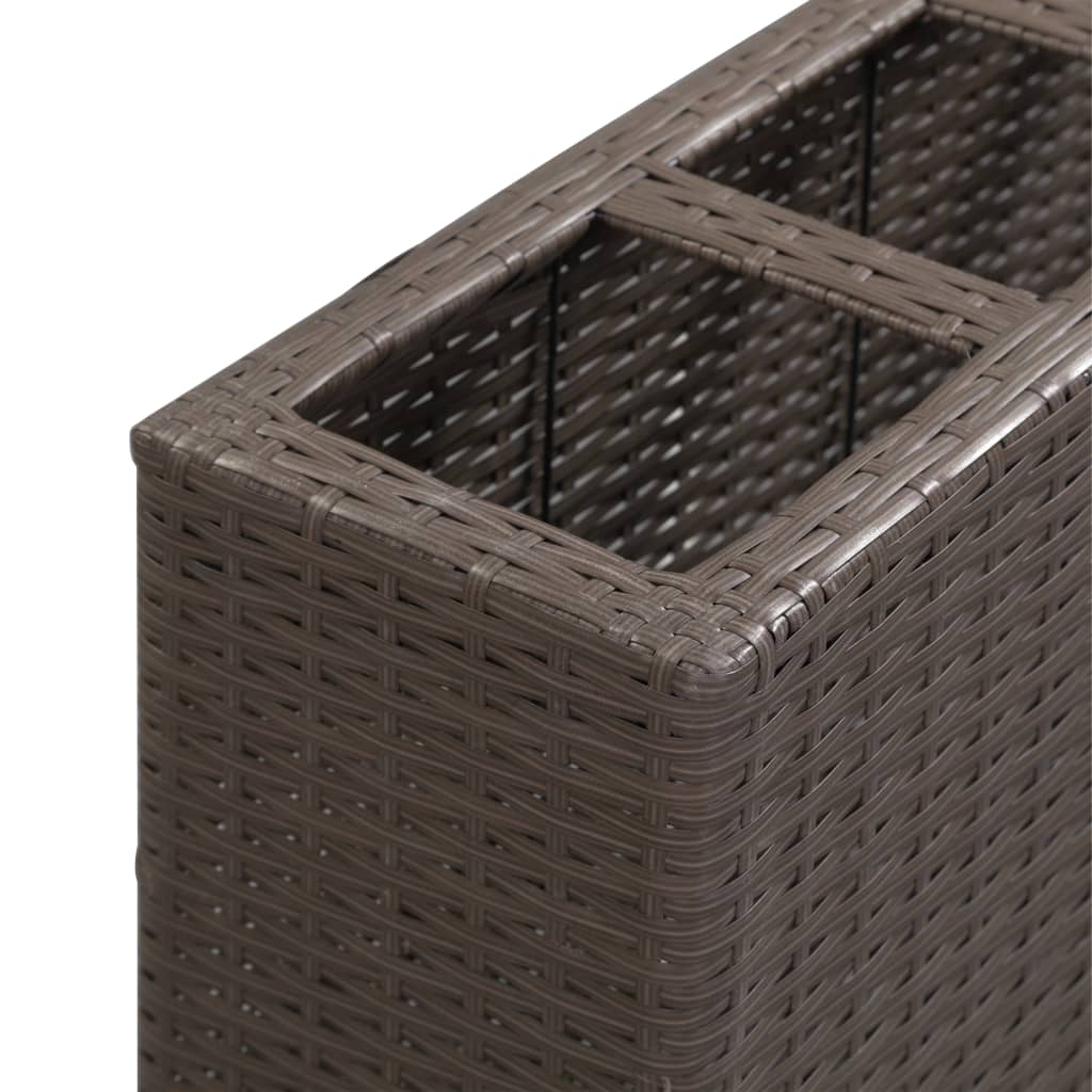 Vaso Rialzato con 4 Vasi 80x22x79 cm in Polyrattan Marrone