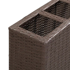 Vaso Rialzato con 4 Vasi 80x22x79 cm in Polyrattan Marrone