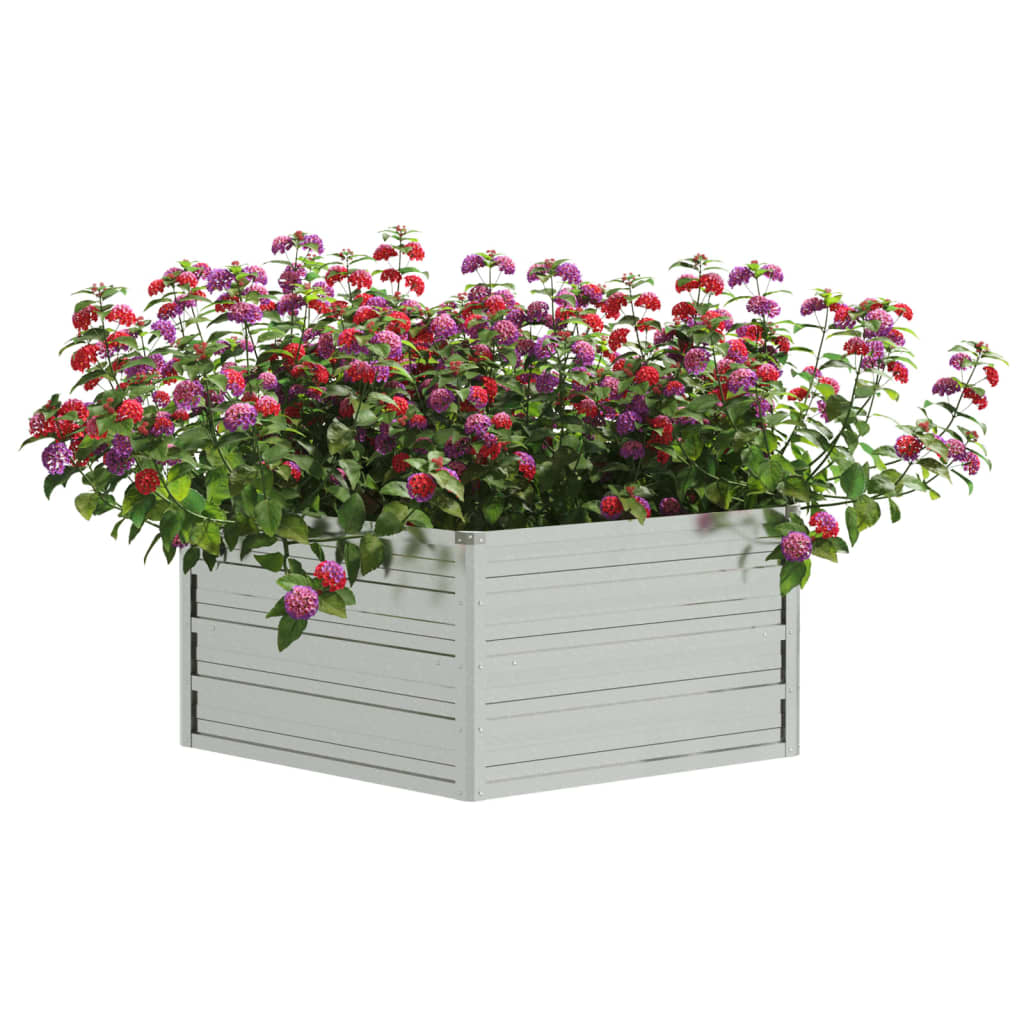 Vaso Rialzato da Giardino 129x45 cm in Acciaio Zincato Argento