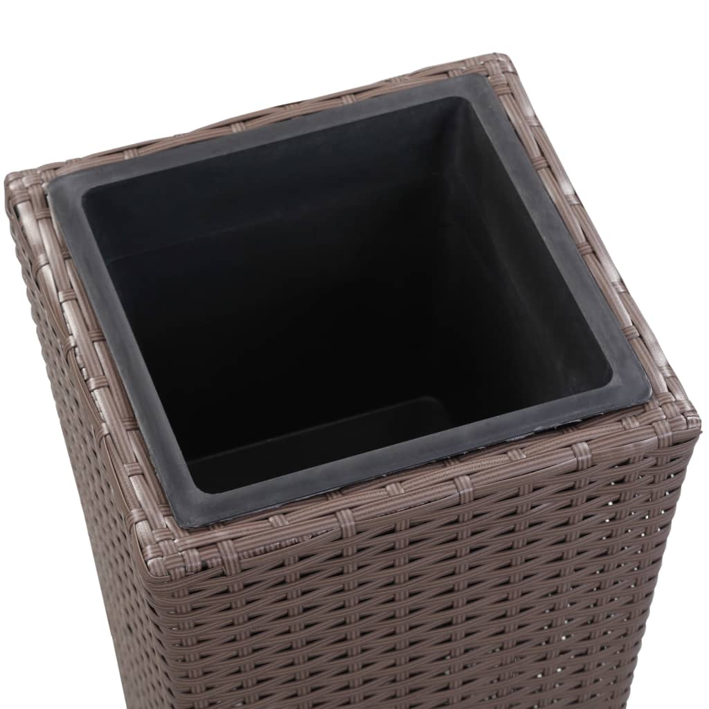 Vaso Rialzato da Giardino 30x30x80 cm in Polyrattan Marrone