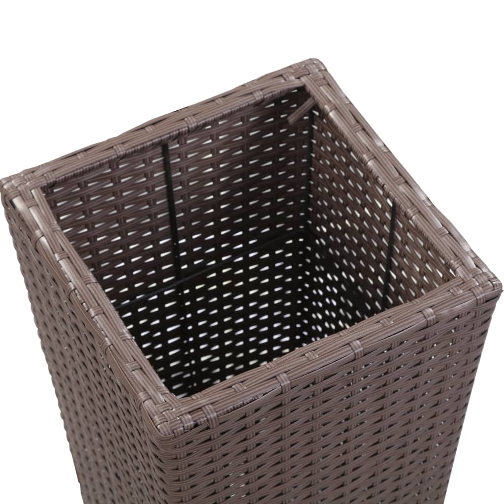 Vaso Rialzato da Giardino 30x30x80 cm in Polyrattan Marrone