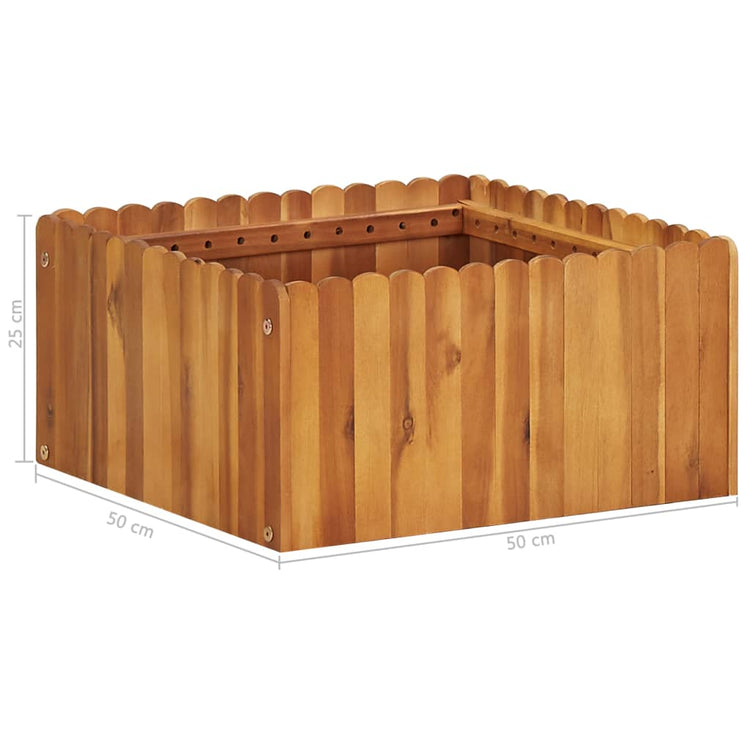 Vaso Rialzato da Giardino 50x50x25 cm Legno Massello di Acacia