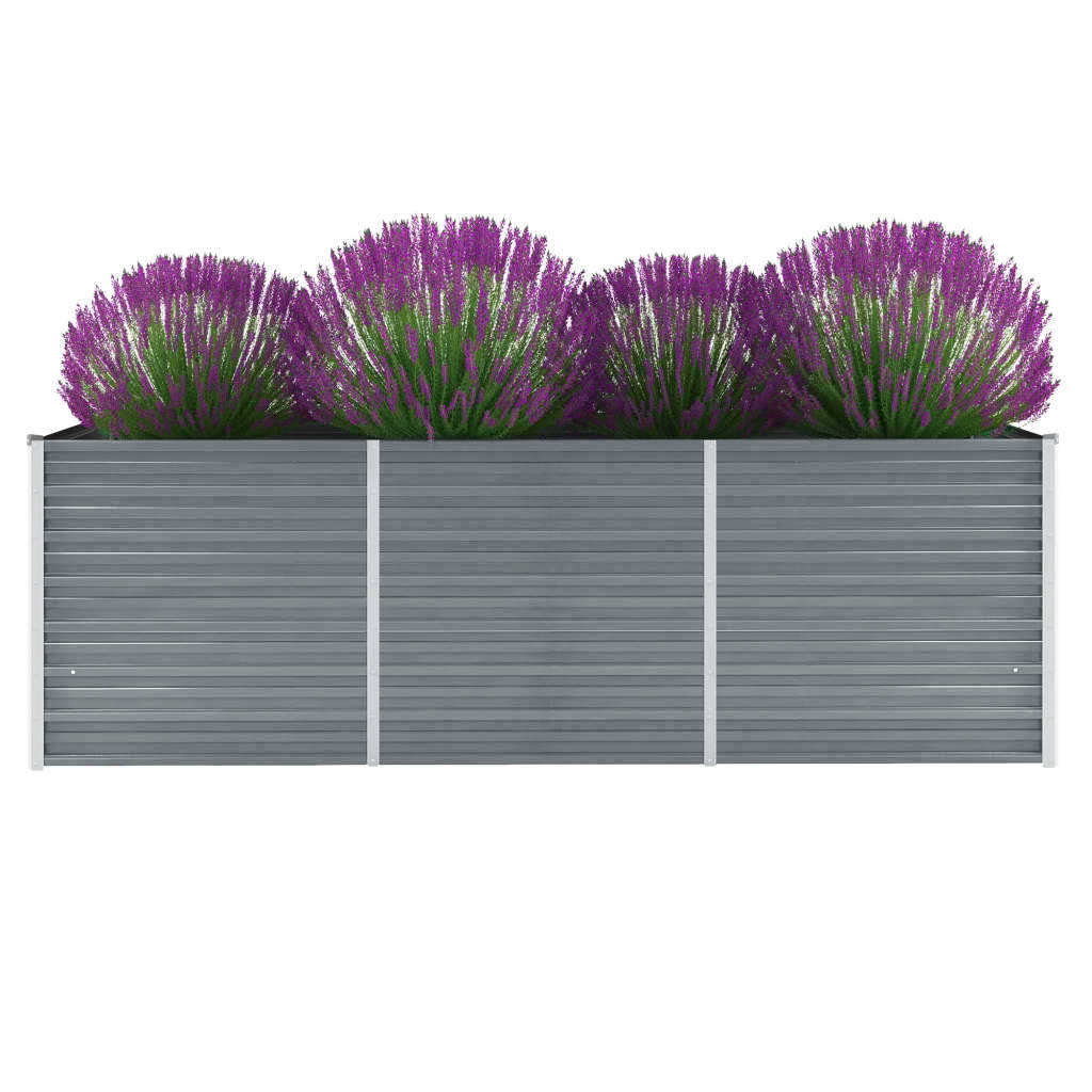 Vaso Rialzato da Giardino Acciaio Zincato 240x80x77 cm Grigio