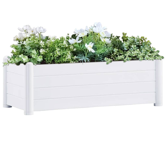 Vaso Rialzato da Giardino in PP Bianco 100x43x35 cm