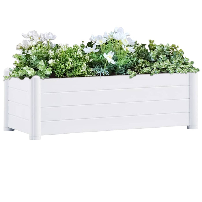 Vaso Rialzato da Giardino in PP Bianco 100x43x35 cm