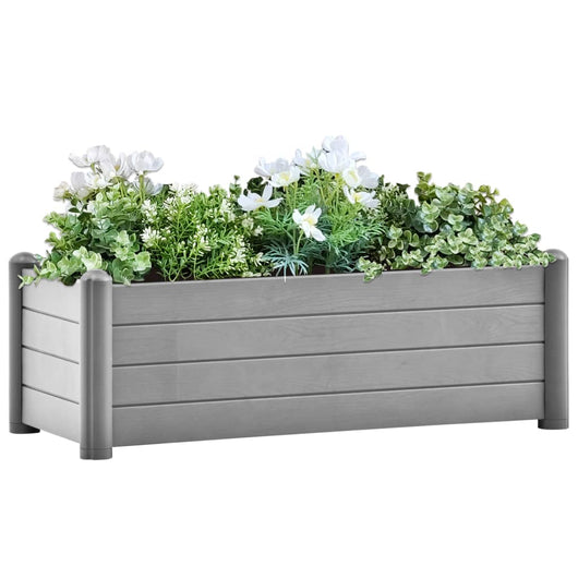 Vaso Rialzato da Giardino in PP Grigio Pietra 100x43x35 cm