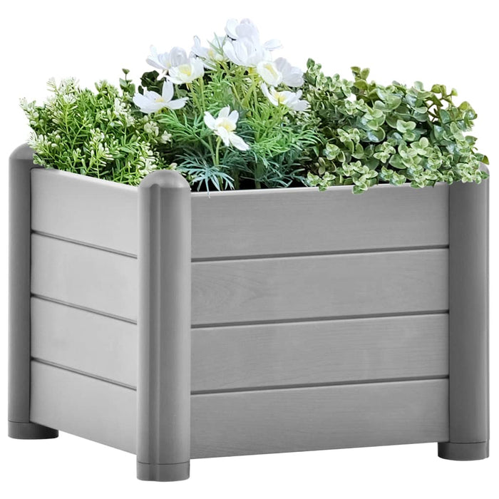 Vaso Rialzato da Giardino in PP Grigio Pietra 43x43x35 cm