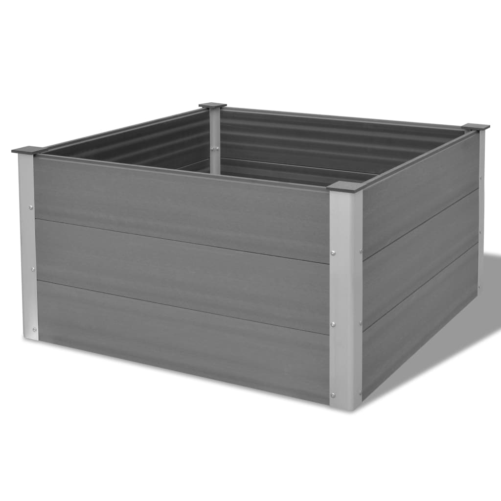 Vaso Rialzato da Giardino in WPC 100x100x54 cm Grigio