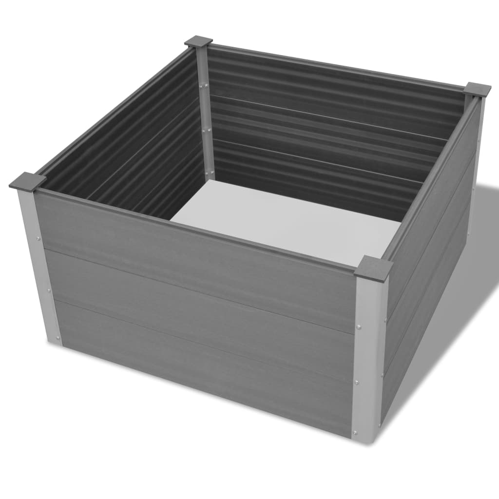 Vaso Rialzato da Giardino in WPC 100x100x54 cm Grigio