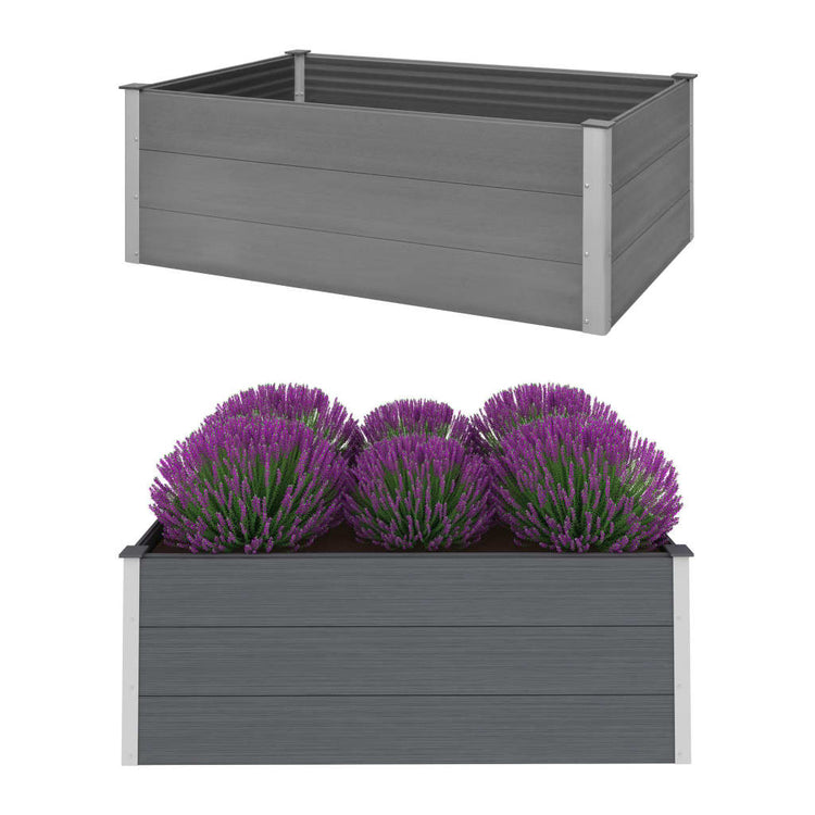 Vaso Rialzato da Giardino in WPC 150x100x54 cm Grigio