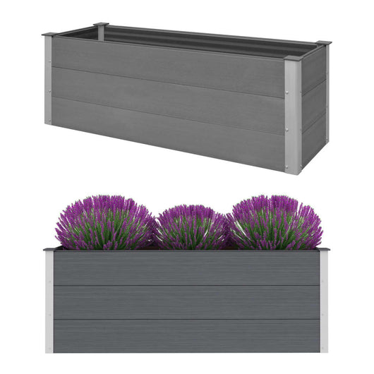 Vaso Rialzato da Giardino in WPC 150x50x54 cm Grigio