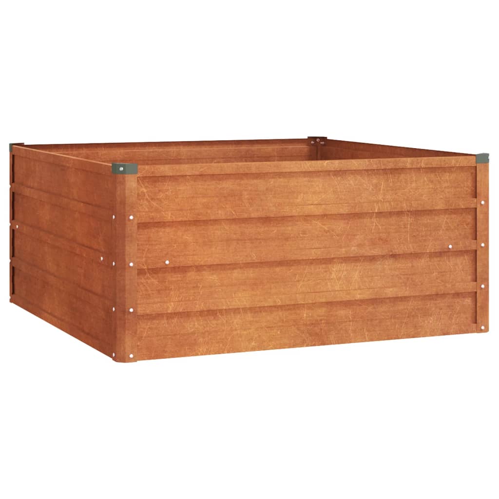 Vaso Rialzato da Giardino Ruggine 100x100x45 cm Acciaio Corten