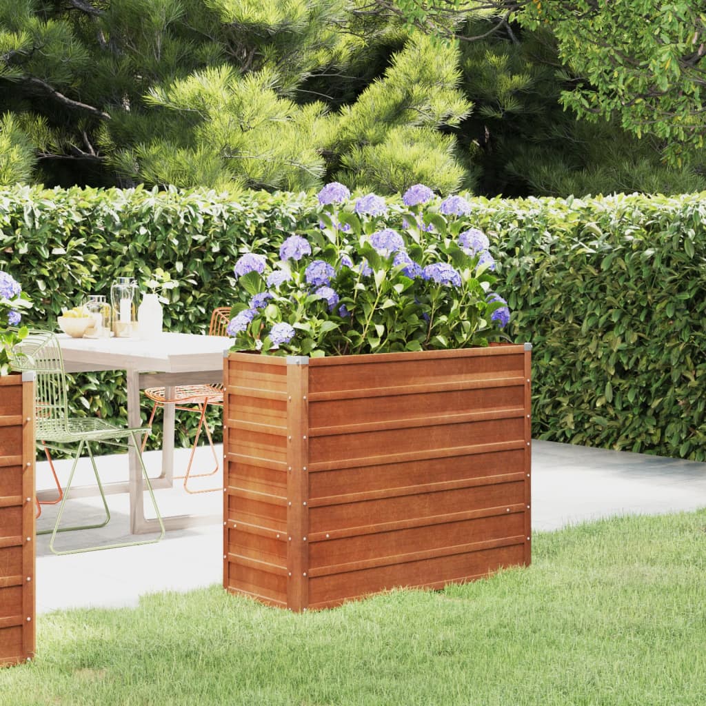 Vaso Rialzato da Giardino Ruggine 100x40x77 cm Acciaio Corten