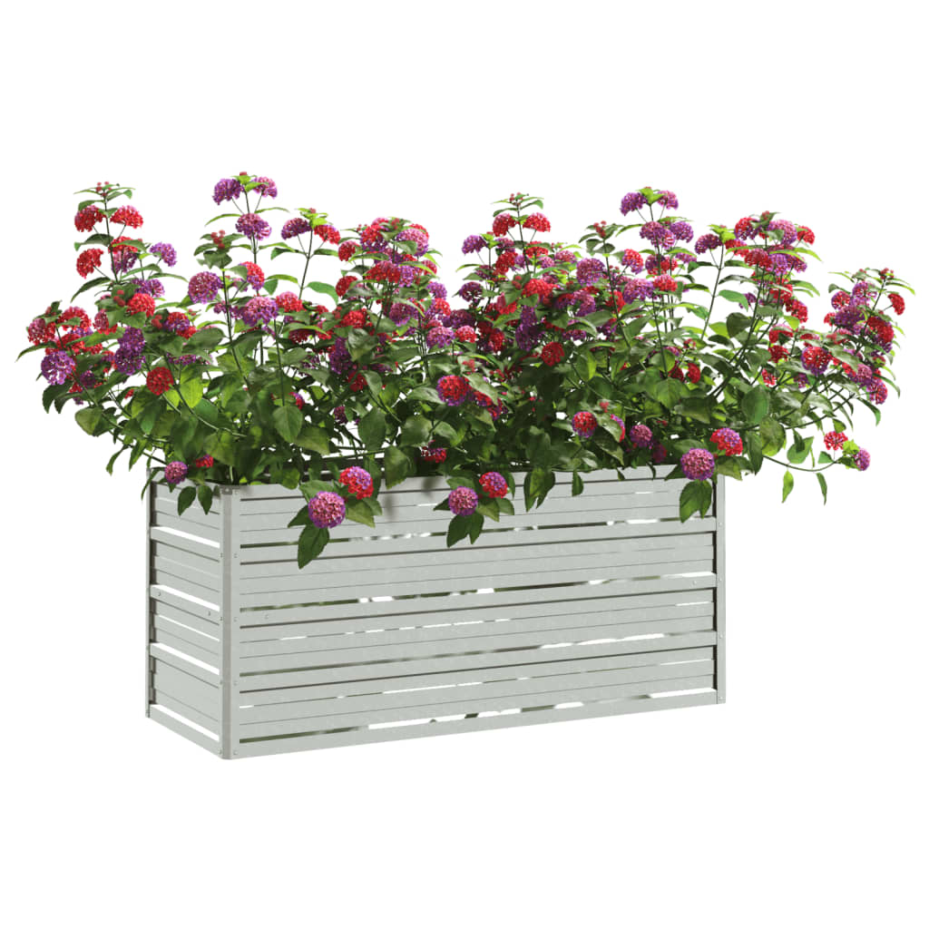 Vaso Rialzato Giardino 100x40x45 cm in Acciaio Zincato Argento