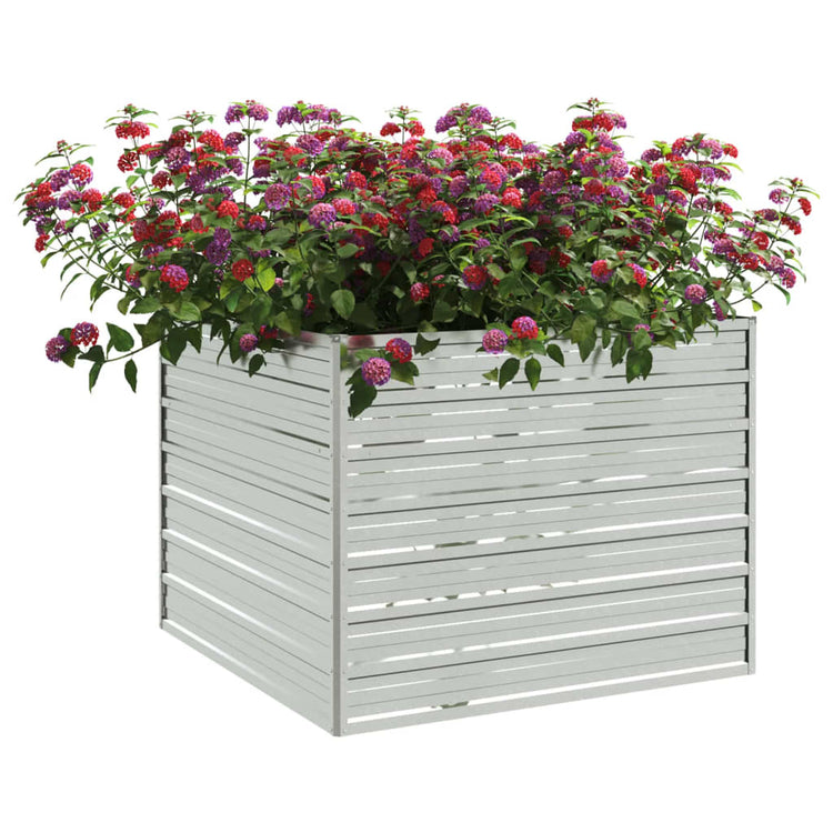 Vaso Rialzato Giardino 100x100x77cm in Acciaio Zincato Argento