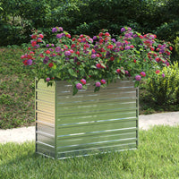 Vaso Rialzato Giardino 100x40x77 cm in Acciaio Zincato Argento