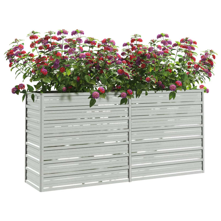 Vaso Rialzato Giardino 160x40x77 cm in Acciaio Zincato Argento