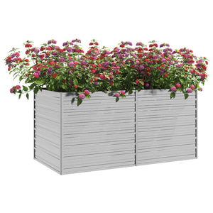 Vaso Rialzato Giardino 160x80x77 cm in Acciaio Zincato Argento