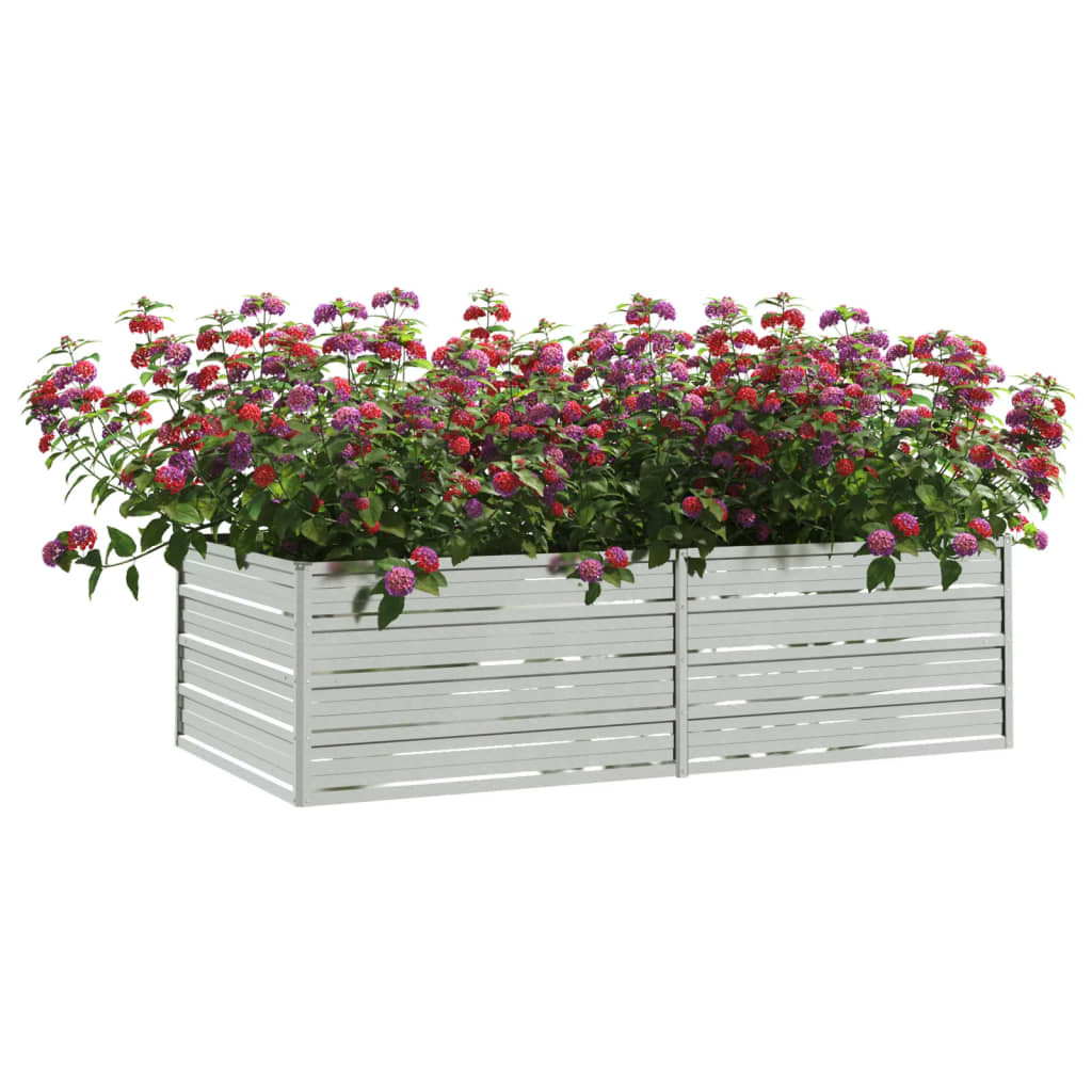 Vaso Rialzato Giardino 160x80x45 cm in Acciaio Zincato Argento