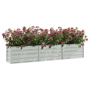 Vaso Rialzato Giardino 240x40x45 cm in Acciaio Zincato Argento