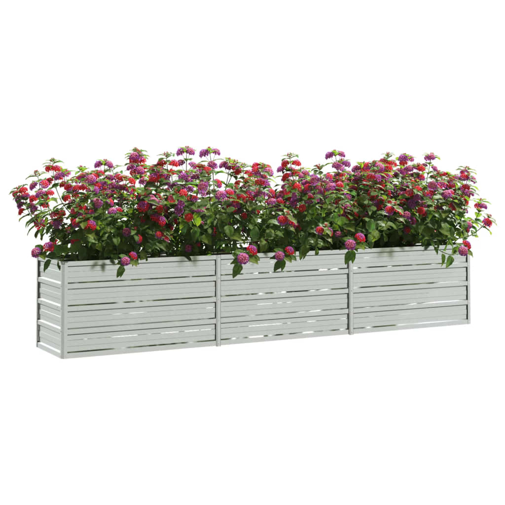 Vaso Rialzato Giardino 240x40x45 cm in Acciaio Zincato Argento