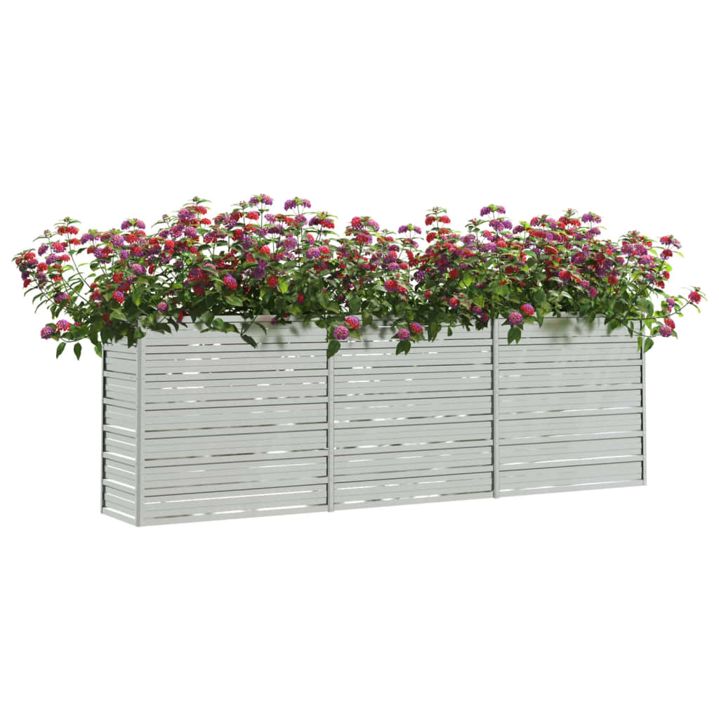 Vaso Rialzato Giardino 240x40x77 cm in Acciaio Zincato Argento