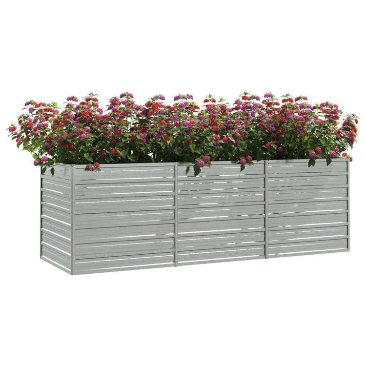 Vaso Rialzato Giardino 240x80x77 cm in Acciaio Zincato Argento