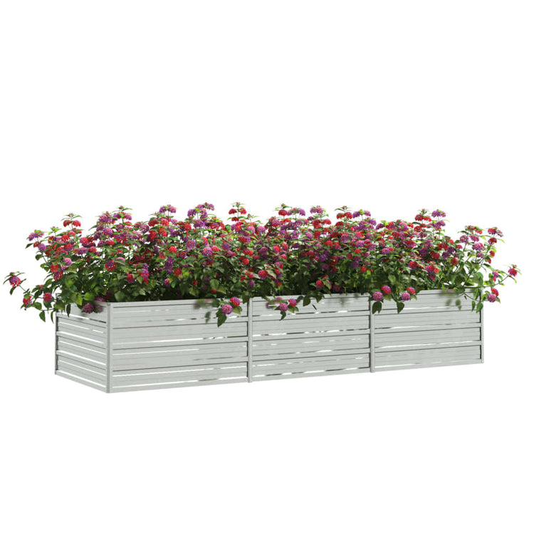 Vaso Rialzato Giardino 240x80x45 cm in Acciaio Zincato Argento