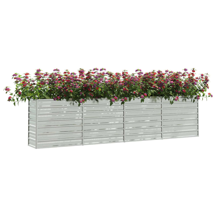 Vaso Rialzato Giardino 320x40x77 cm in Acciaio Zincato Argento