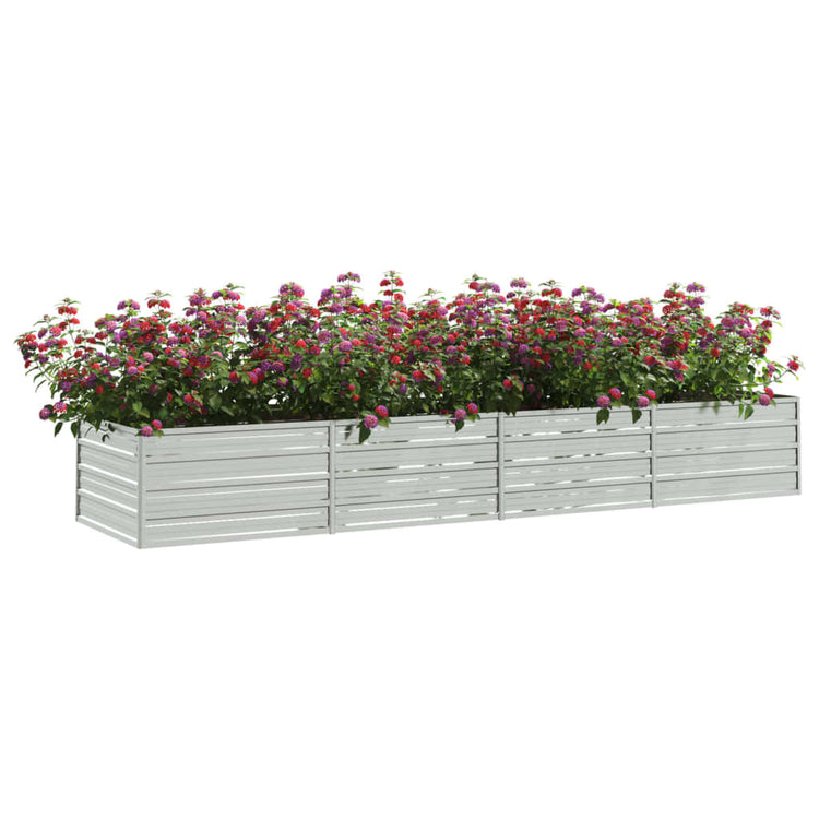 Vaso Rialzato Giardino 320x80x45 cm in Acciaio Zincato Argento