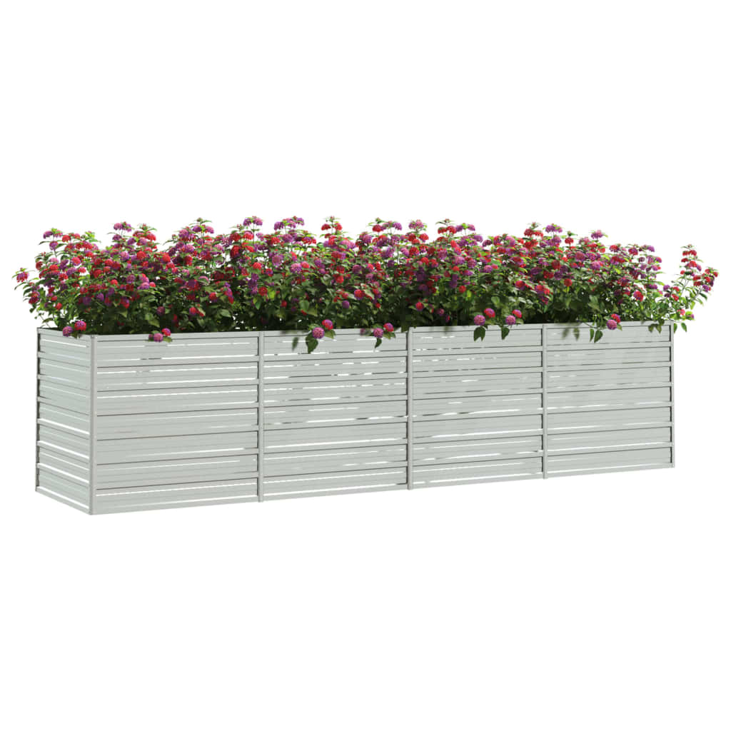 Vaso Rialzato Giardino 320x80x77 cm in Acciaio Zincato Argento