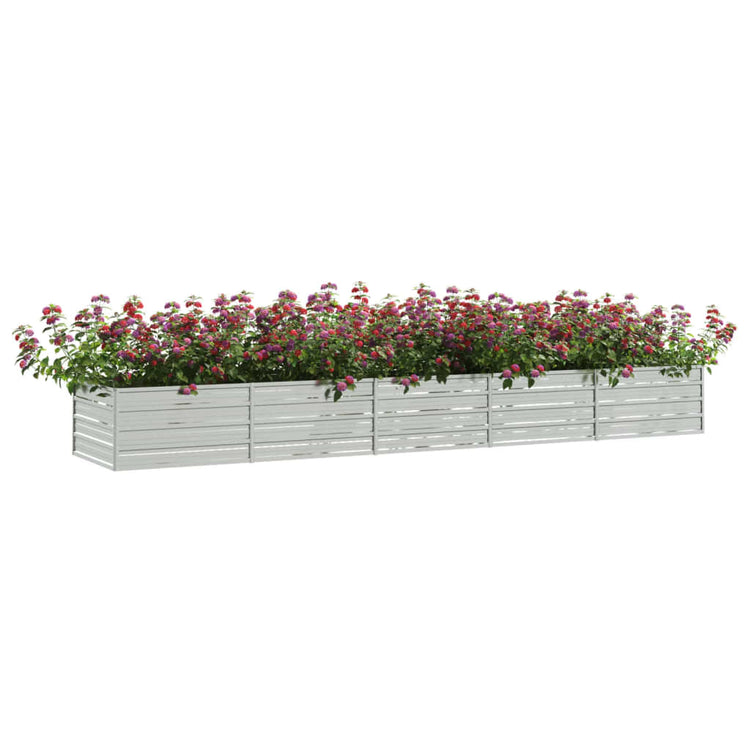 Vaso Rialzato Giardino 400x80x45 cm in Acciaio Zincato Argento