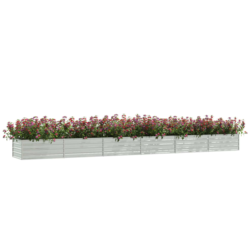 Vaso Rialzato Giardino 600x80x45 cm in Acciaio Zincato Argento