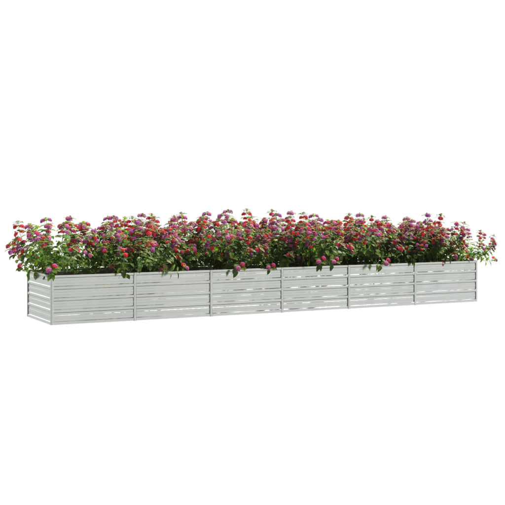 Vaso Rialzato Giardino 480x80x45 cm in Acciaio Zincato Argento