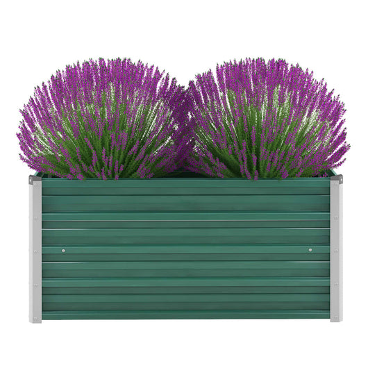 Vaso Rialzato Giardino in Acciaio Zincato 100x40x45 cm Verde