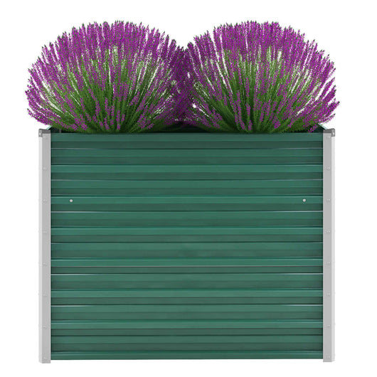 Vaso Rialzato Giardino in Acciaio Zincato 100x40x77 cm Verde