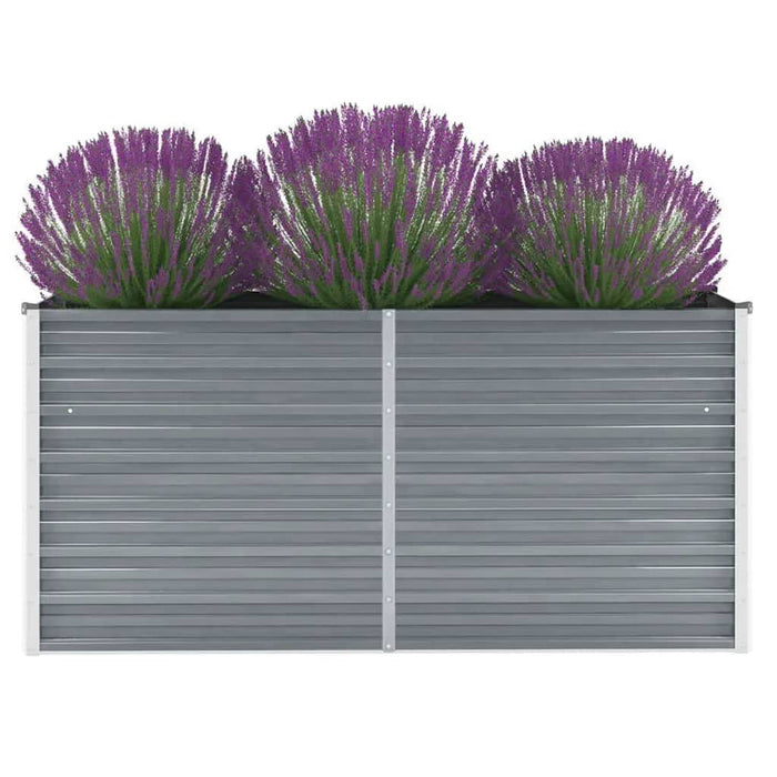 Vaso Rialzato Giardino in Acciaio Zincato 160x40x77 cm Grigio