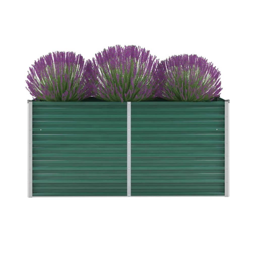 Vaso Rialzato Giardino in Acciaio Zincato 160x40x77 cm Verde