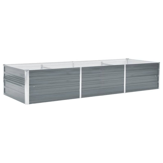 Vaso Rialzato Giardino in Acciaio Zincato 240x80x45 cm Grigio