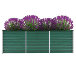 Vaso Rialzato Giardino in Acciaio Zincato 240x80x77 cm Verde