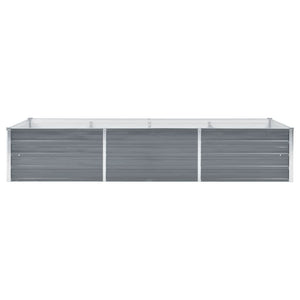 Vaso Rialzato Giardino in Acciaio Zincato 240x80x45 cm Grigio