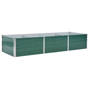 Vaso Rialzato Giardino in Acciaio Zincato 240x80x45 cm Verde