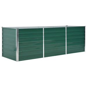 Vaso Rialzato Giardino in Acciaio Zincato 240x80x77 cm Verde