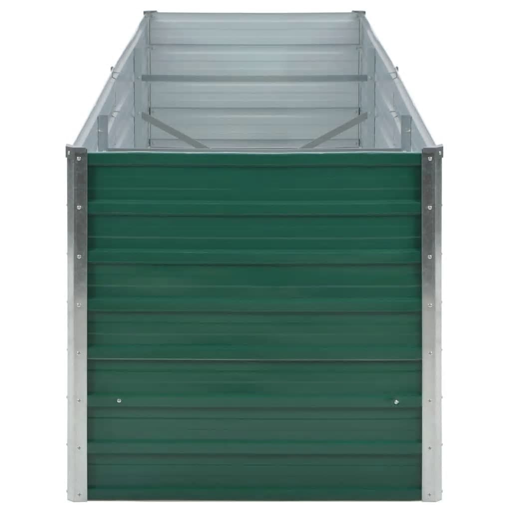 Vaso Rialzato Giardino in Acciaio Zincato 240x80x77 cm Verde