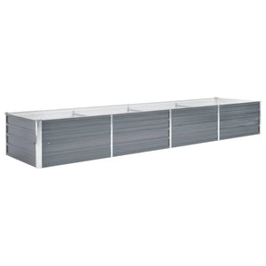 Vaso Rialzato Giardino in Acciaio Zincato 320x80x45 cm Grigio