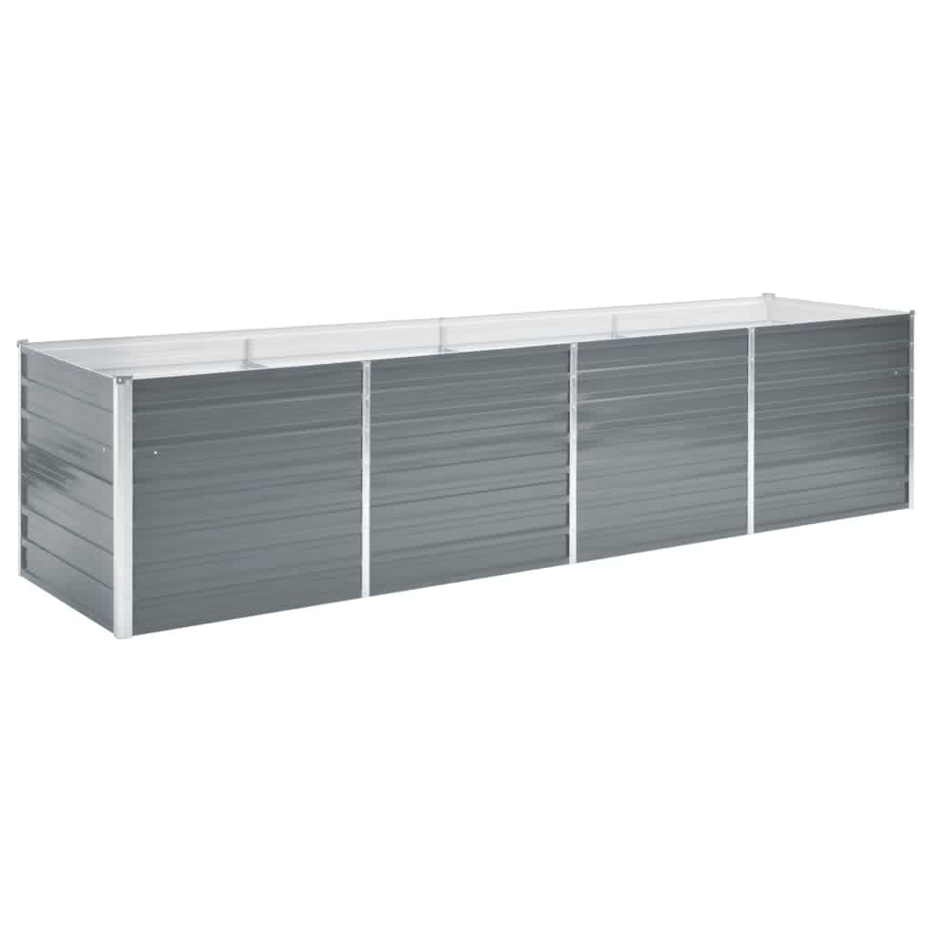 Vaso Rialzato Giardino in Acciaio Zincato 320x80x77 cm Grigio