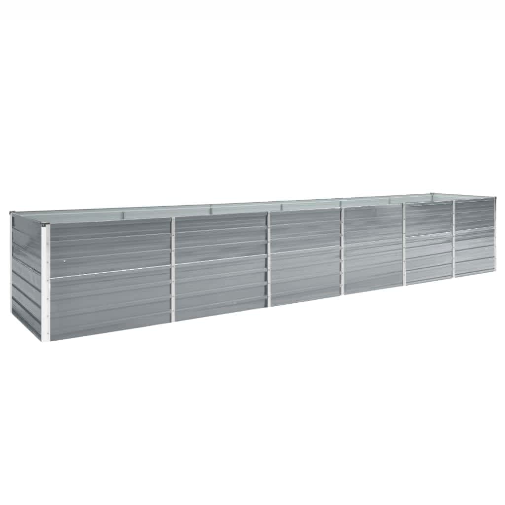 Vaso Rialzato Giardino in Acciaio Zincato 480x80x77 cm Grigio